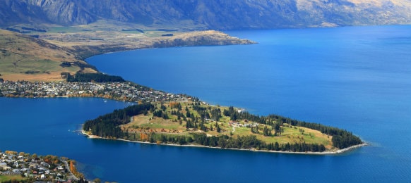 Aerial View of Lake Wakatipu in Queenstown